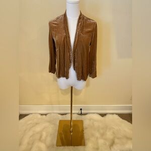 001 - Golden Velvet Open Front Cardigan